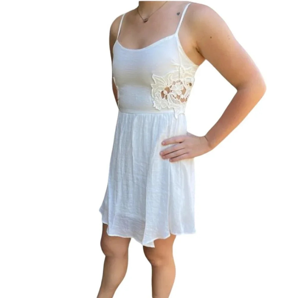NORDSTROM Socialite Lace Cut Out Detail White Mini Dress - Small